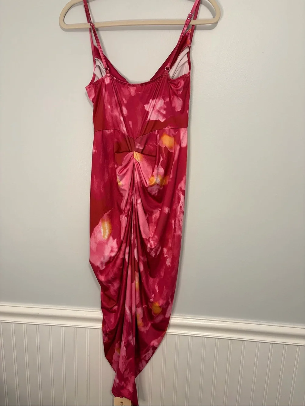 SHEIN Pink Floral Ruched Bodycon Dress | Medium | NWT